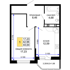 45,3 м², 1-комнатная квартира 4 500 000 ₽ - изображение 103