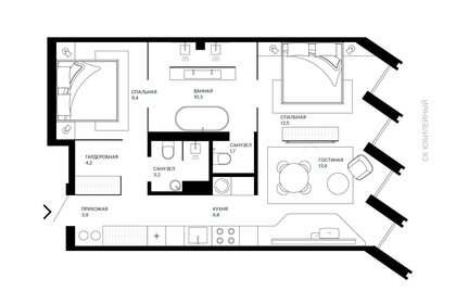Квартира 67,6 м², 3-комнатные - изображение 1