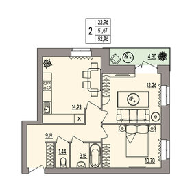 49,9 м², 2-комнатная квартира 6 100 000 ₽ - изображение 83