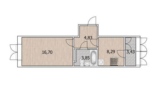 Квартира 35,3 м², 1-комнатная - изображение 1