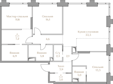 126,3 м², 3-комнатная квартира 133 990 000 ₽ - изображение 51