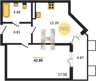 Квартира 42,9 м², 1-комнатная - изображение 1