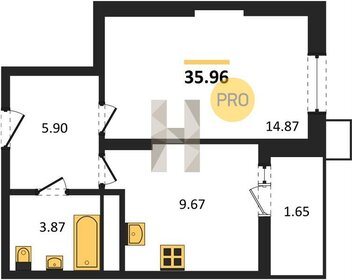 Квартира 36 м², 1-комнатная - изображение 1