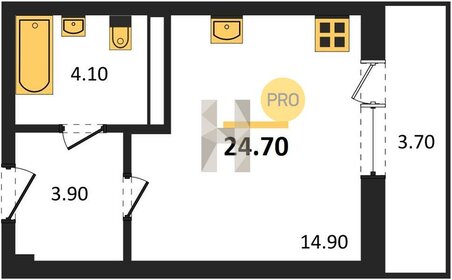 Квартира 24,7 м², студия - изображение 1