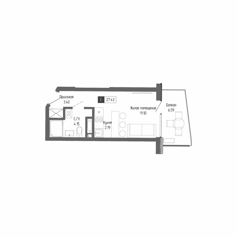 Варианты планировок апарт-комплекс «Крымская Резиденция» - планировка 3