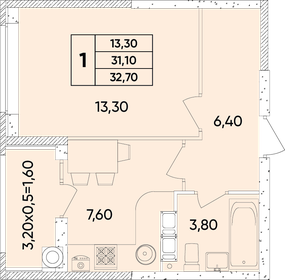 32,1 м², 1-комнатная квартира 4 381 650 ₽ - изображение 30