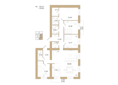 Квартира 134,9 м², 4-комнатная - изображение 1