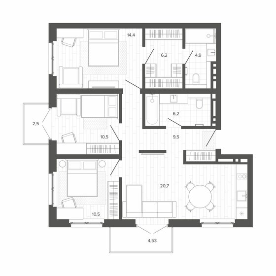85 м², 4-комнатная квартира 14 228 000 ₽ - изображение 1