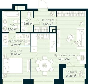 Квартира 54,9 м², 1-комнатная - изображение 1