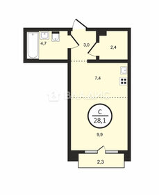 Квартира 28,1 м², студия - изображение 1