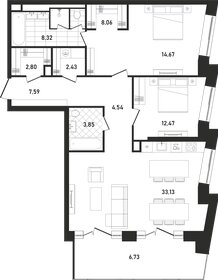 110,6 м², 2-комнатная квартира 70 641 264 ₽ - изображение 28