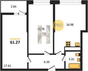 Квартира 61,3 м², 2-комнатная - изображение 1