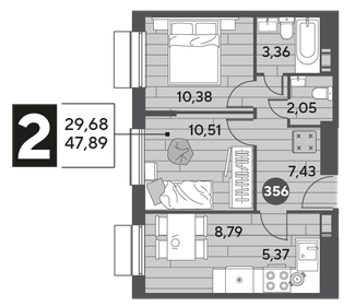 50,1 м², 2-комнатная квартира 10 400 000 ₽ - изображение 59