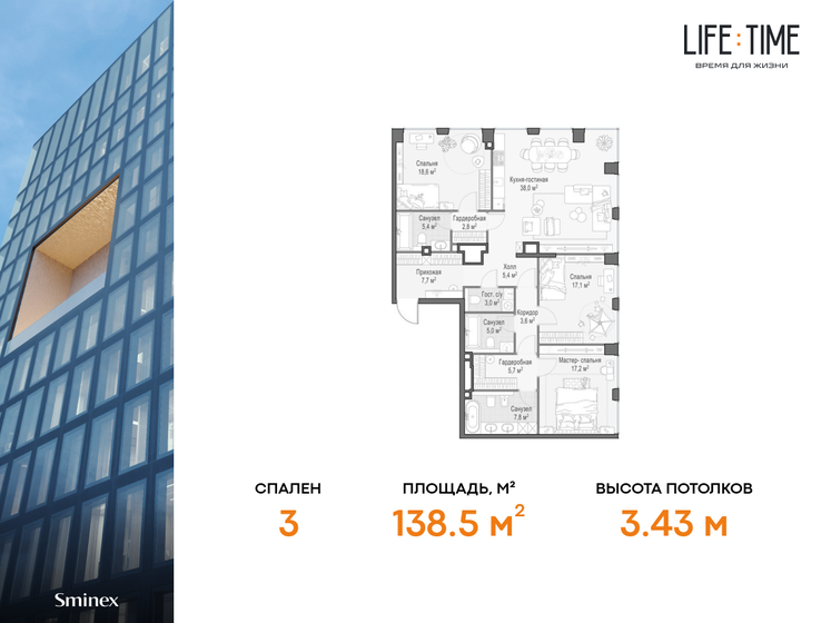 138,5 м², 4-комнатная квартира 139 680 000 ₽ - изображение 22