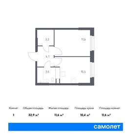 Квартира 32,9 м², 1-комнатная - изображение 1