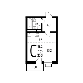 30,7 м², апартаменты-студия 8 890 400 ₽ - изображение 82