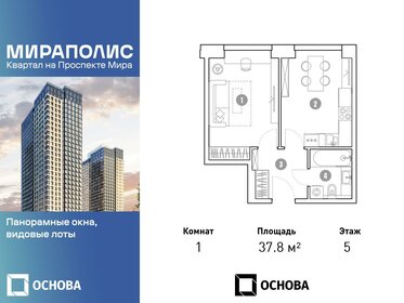 Квартира 37,8 м², 1-комнатные - изображение 1