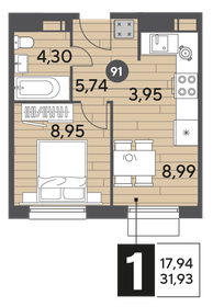 31 м², 1-комнатная квартира 7 450 000 ₽ - изображение 50