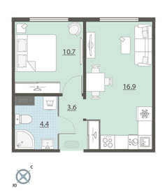 Квартира 35,6 м², 1-комнатная - изображение 1