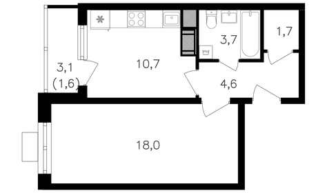 40,5 м², 1-комнатная квартира 18 427 500 ₽ - изображение 34