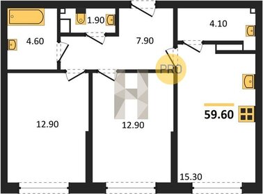 Квартира 59,6 м², 2-комнатная - изображение 1