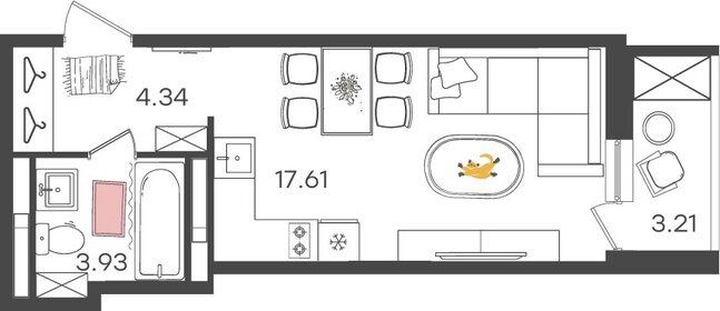 34,4 м², 1-комнатная квартира 3 649 070 ₽ - изображение 12