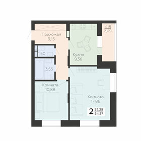 56,6 м², 2-комнатная квартира 5 825 680 ₽ - изображение 1