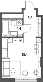 Квартира 28 м², студия - изображение 1