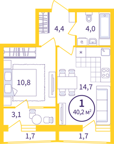 Квартира 37,1 м², 1-комнатная - изображение 1