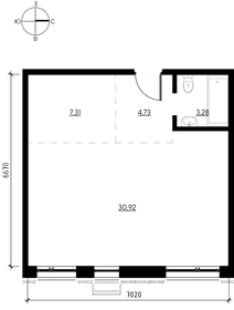 Квартира 46,3 м², 2-комнатная - изображение 1