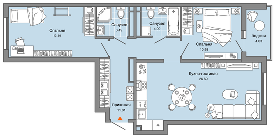 73,4 м², 3-комнатная квартира 9 657 860 ₽ - изображение 17