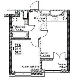 Квартира 37,2 м², 1-комнатная - изображение 1