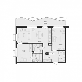 Квартира 67,7 м², 3-комнатная - изображение 1