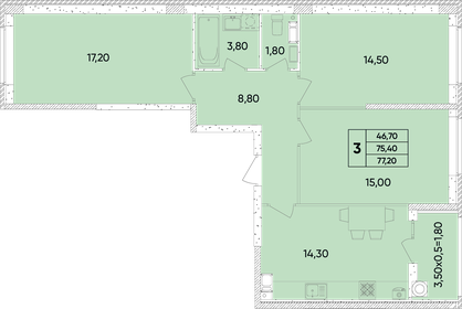 77,7 м², 3-комнатная квартира 8 352 750 ₽ - изображение 40