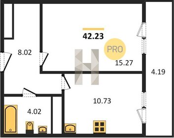 Квартира 42,2 м², 1-комнатная - изображение 1