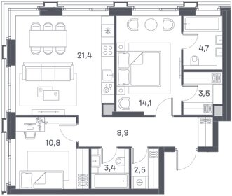 69,3 м², 2-комнатная квартира 32 751 180 ₽ - изображение 23