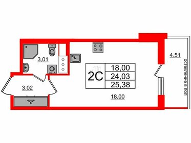 Квартира 24 м², студия - изображение 1