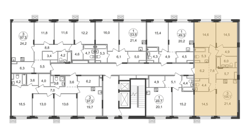 Квартира 105,1 м², 3-комнатная - изображение 2