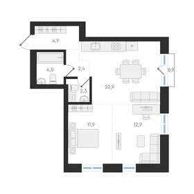 Квартира 59,3 м², 2-комнатная - изображение 1