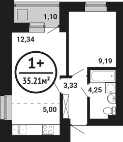 Квартира 35,2 м², 1-комнатная - изображение 1