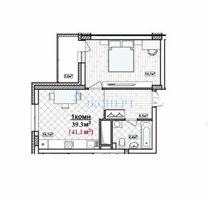 Квартира 42,9 м², 1-комнатная - изображение 1