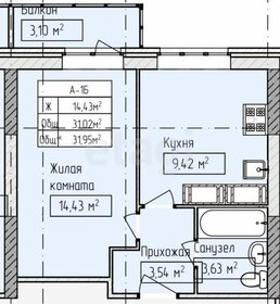 Квартира 32 м², 1-комнатная - изображение 1