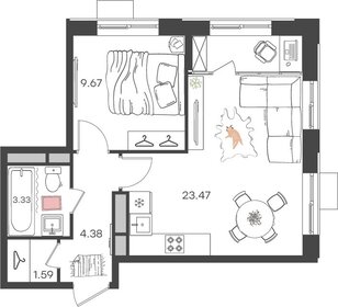 42,4 м², 2-комнатная квартира 4 456 200 ₽ - изображение 8