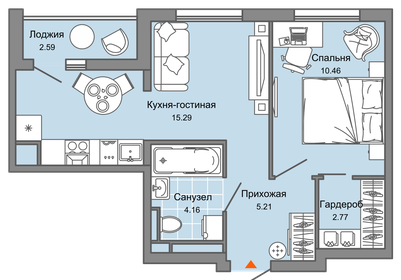 54 м², 2-комнатная квартира 4 150 000 ₽ - изображение 72