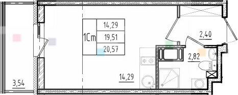 Квартира 19,5 м², студия - изображение 1