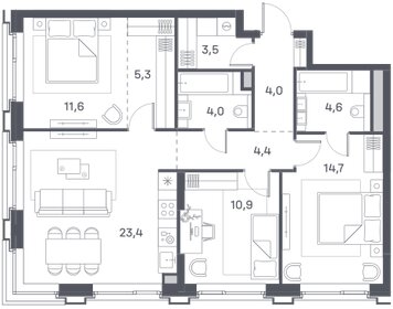 75 м², 3-комнатная квартира 38 000 000 ₽ - изображение 48