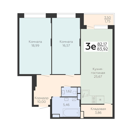 83,9 м², 3-комнатная квартира 9 231 200 ₽ - изображение 1