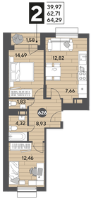 64,3 м², 2-комнатная квартира 9 424 914 ₽ - изображение 15