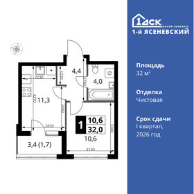 Квартира 32 м², 1-комнатная - изображение 1