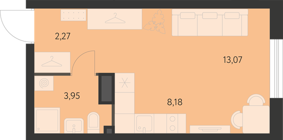 27,7 м², квартира-студия 4 068 000 ₽ - изображение 10